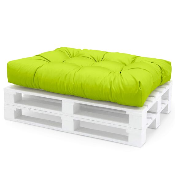 Spatium Palettenkissen Set abnehmbar Bezug wasserdicht gesteppt Palettenauflage Palettenpolster Palettensofa Palettenmöbel Apfelgrün Sitzkissen 120x60x15