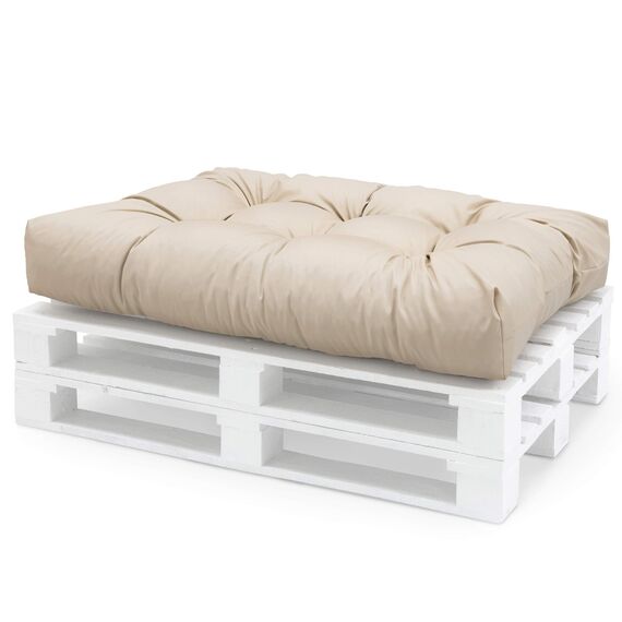 Spatium Palettenkissen Set abnehmbar Bezug wasserdicht gesteppt Palettenauflage Palettenpolster Palettensofa Palettenmöbel Beige Sitzkissen 120x60x15