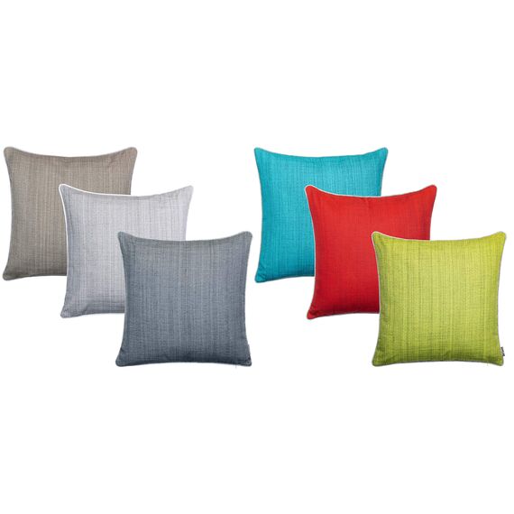 Brandsseller 6er Set Outdoor Kissen 45x45 cm – Wetterfeste Zierkissen mit Paspel in Leinenoptik – Wasserabweisende Gartenkissen & Dekokissen für draußen – Sofakissen für Balkon & Terrasse - Hellgrau