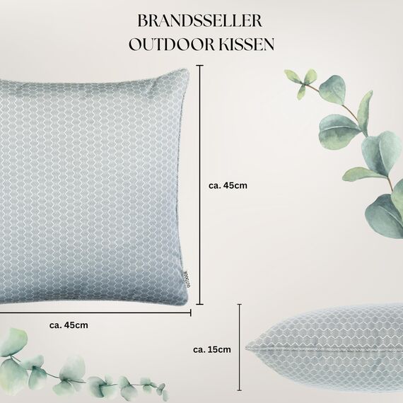 Brandsseller Outdoor Garten Kissen Dekokissen Wabenoptik Schmutz- und Wasserabweisend mit Reißverschluss ca. 45x45cm 4er Set Hellgrau