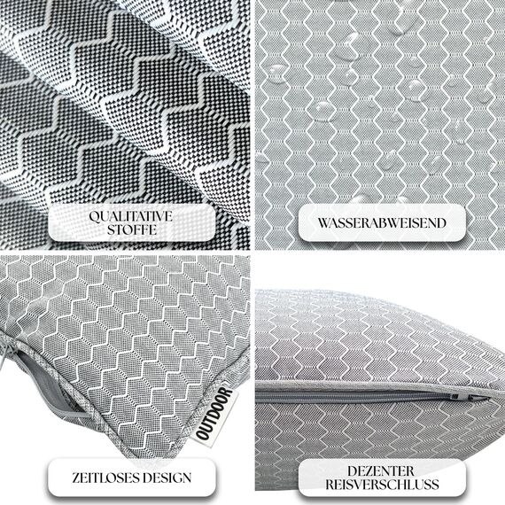 Brandsseller Outdoor Kissen 45 x 45 cm – Wetterfeste Zierkissen mit Paspel in Wabenstruktur – Wasserabweisende Gartenkissen & Dekokissen für draußen – Sofakissen für Balkon & Terrasse - Hellgrau