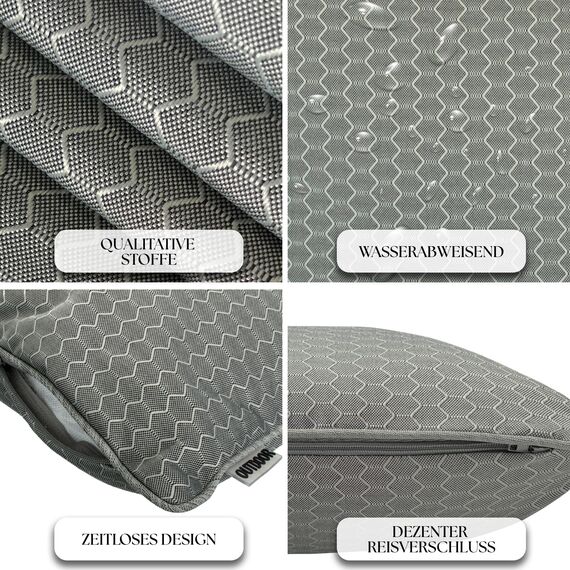 Brandsseller 6er Set Outdoor Kissen 45 x 45 cm – Wetterfeste Zierkissen mit Paspel in Wabenstruktur – Wasserabweisende Gartenkissen & Dekokissen für draußen – Sofakissen für Balkon & Terrasse - Taupe