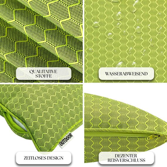Brandsseller Outdoor Kissen 45 x 45 cm – Wetterfeste Zierkissen mit Paspel in Wabenstruktur – Wasserabweisende Gartenkissen & Dekokissen für draußen – Sofakissen für Balkon & Terrasse - Grün