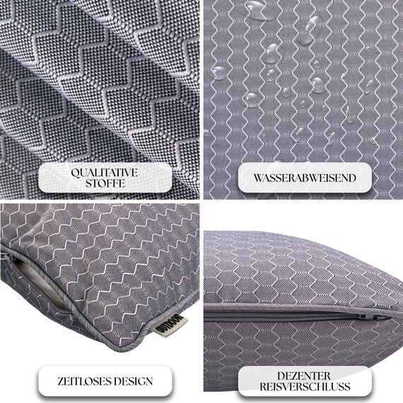 Brandsseller Outdoor Garten Kissen Dekokissen Wabenoptik Schmutz- und Wasserabweisend mit Reißverschluss ca. 45x45cm 2er Set Dunkelgrau