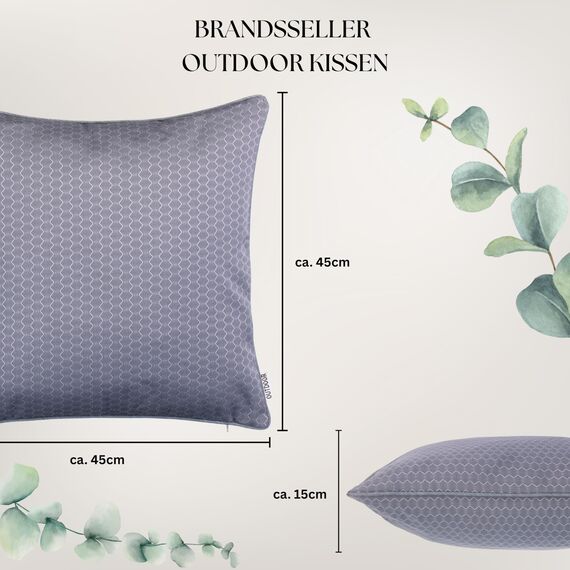 Brandsseller Outdoor Kissen 45 x 45 cm – Wetterfeste Zierkissen mit Paspel in Wabenstruktur – Wasserabweisende Gartenkissen & Dekokissen für draußen – Sofakissen für Balkon & Terrasse - Dunkelgrau