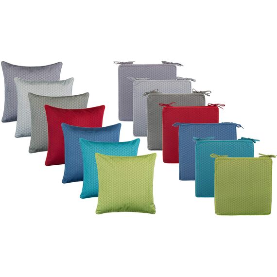 Brandsseller 4er Set Outdoor Kissen 45 x 45 cm – Wetterfeste Zierkissen mit Paspel in Wabenstruktur – Wasserabweisende Gartenkissen & Dekokissen für draußen – Sofakissen für Balkon & Terrasse - Aqua