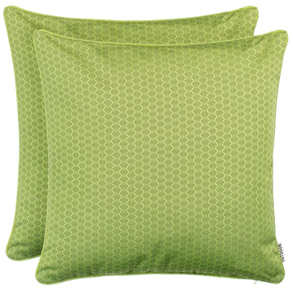 Brandsseller 2er Set Outdoor Kissen 45 x 45 cm – Wetterfeste Zierkissen mit Paspel in Wabenstruktur – Wasserabweisende Gartenkissen & Dekokissen für draußen – Sofakissen für Balkon & Terrasse - Grün