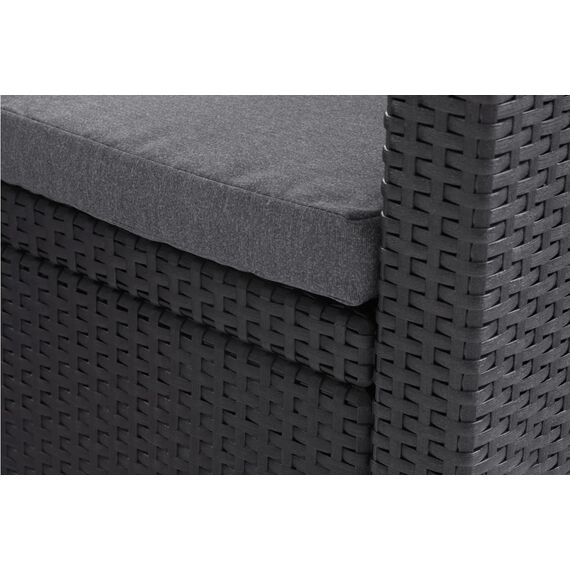 Allibert by Keter Balkonmöbel Set Victoria Balcony, graphit/cool grey, 3tlg., inkl. Sitz- und Rückenkissen, Kunststoff, flache Rattanoptik