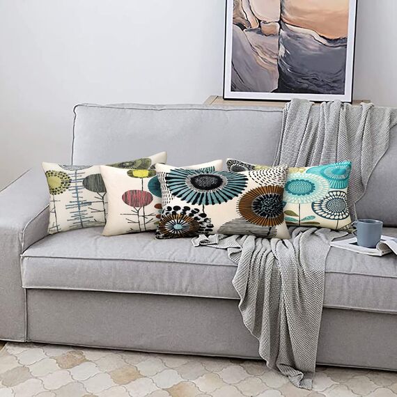 Kissenbezüge 30x50 Blau Kissenbezug Sonnenblumen Kissenbezüge 30x50 Zierkissenbezüge 4er-set Frühling Sommer Kissenhülle Leinen Kissenhüllen Passend Für Wohnzimmer Garten Sofa Kissen Dekoration