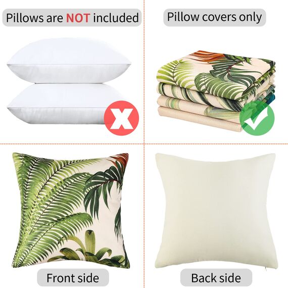 Dekorative Kissenbezug Tropische Pflanze Blätter Dekorative Kissenhülle Sofakissen Baumwolle Leinen Kissenbezug 40 X 40 Grün 4er Set Quadrat Kissenüberzug Für Sofa Auto Büro Cafe Outdoor Garten