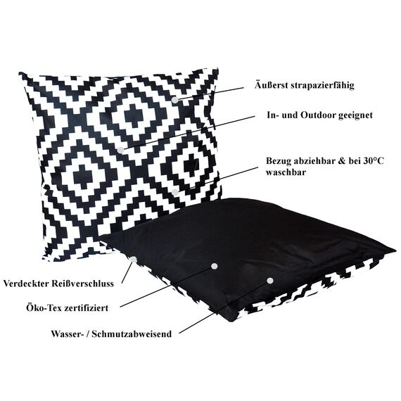 JACK Outdoor Lounge Kissen 45x45cm Motiv Dekokissen inkl. Füllung Wasserfest Sitzkissen Garten Stuhl, Farbe:Abstrakt