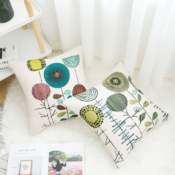 RYBornament Kissenbezug Quadratischer Dekokissenhülle für Sofa, Gartenbett, Schlafzimmer, Couch, Gelb, Leinen, 45x45 Zierkissen