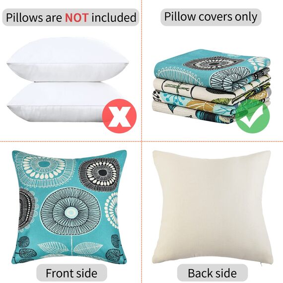 Sofa Kissenhülle Sonnenblumen Kissenbezüge 40x40 Kissenbezüge Blau Grün Kissenbezug Leinen Zierkissenbezüge 4er-set Frühling Kissenhüllen Passend Für Wohnzimmer Garten Sofa Kissen Dekoration