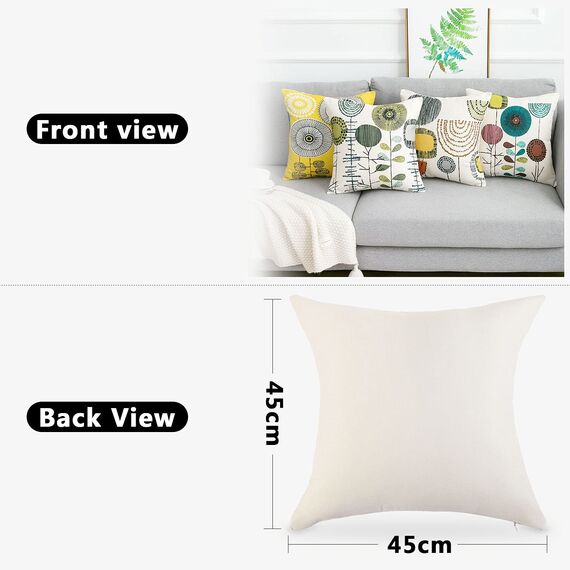 RYBornament Kissenbezug Quadratischer Dekokissenhülle für Sofa, Gartenbett, Schlafzimmer, Couch, Gelb, Leinen, 45x45 Zierkissen