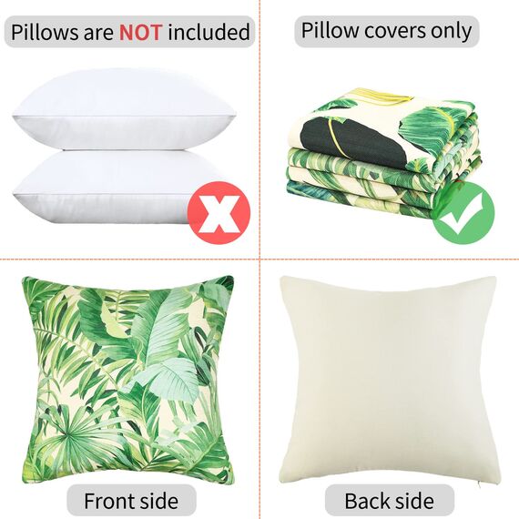 4er-Set Kissenbezug Grüne Dekokissen kissenbezüge Leinen Tropische Pflanze Blätter Dekorative Kissenhülle 40 x 40 cm Quadratische Modern Tropische Dekorativ Dekokissen Bezüge für kissensofa Deko