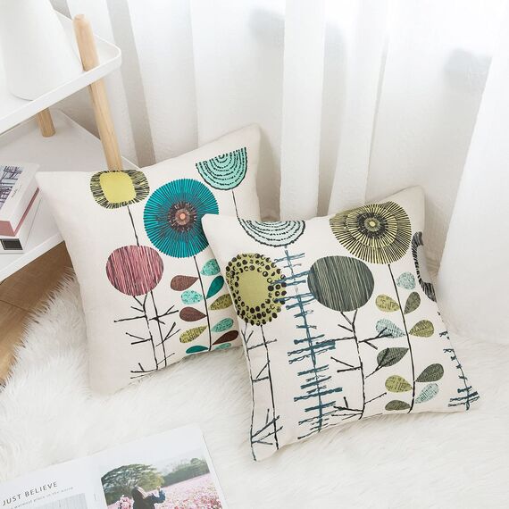 Kissenbezug Sonnenblumen Kissenbezüge 40x40 Blau Blume Zierkissenbezüge 4er-set Kissenhülle Leinen Sofa Kissenhüllen Passend Für Wohnzimmer Schlafzimmer Garten Sofa Couch Kissen Dekoration