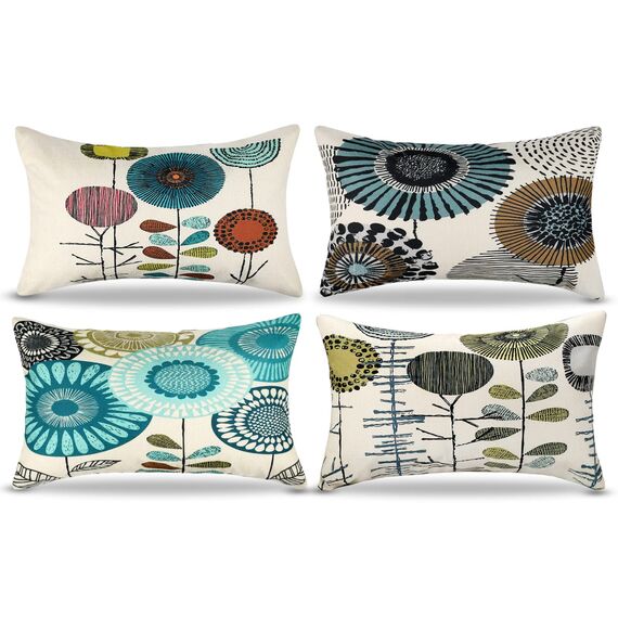 Kissenbezüge 30x50 Blau Kissenbezug Sonnenblumen Kissenbezüge 30x50 Zierkissenbezüge 4er-set Frühling Sommer Kissenhülle Leinen Kissenhüllen Passend Für Wohnzimmer Garten Sofa Kissen Dekoration