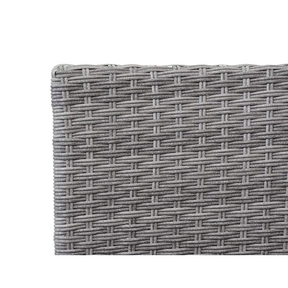 Mendler Poly-Rattan Sitzbank mit Tisch HWC-E24, Gartenbank Sitzgruppe Gartensofa, 132cm - grau, Kissen Creme