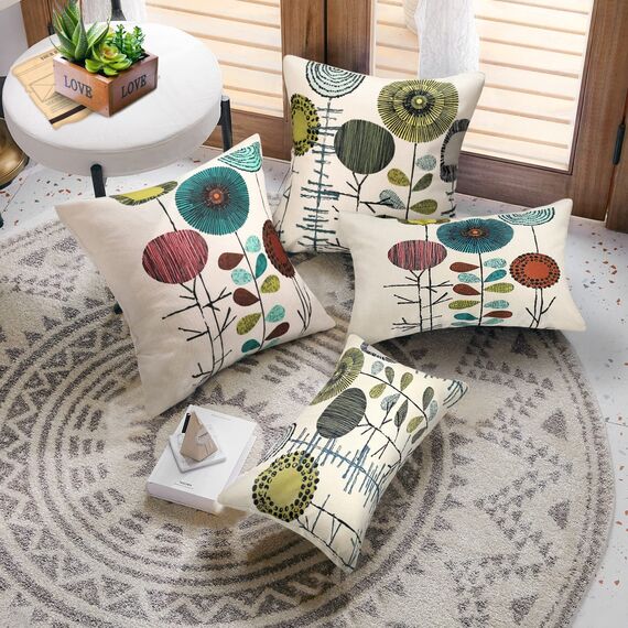 Kissenbezüge 30x50 Blau Kissenbezug Sonnenblumen Kissenbezüge 30x50 Zierkissenbezüge 4er-set Frühling Sommer Kissenhülle Leinen Kissenhüllen Passend Für Wohnzimmer Garten Sofa Kissen Dekoration