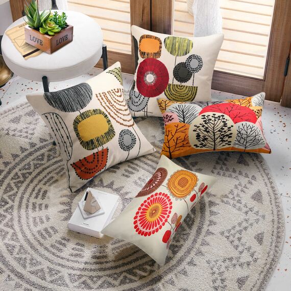 Kissenbezug Sonnenblumen Kissenbezüge 30x50 Rot Zierkissenbezüge 4er-set Frühling Kissenhülle Leinen Sofa Kissenhüllen Passend Für Wohnzimmer Schlafzimmer Garten Sofa Couch Kissen Dekoration