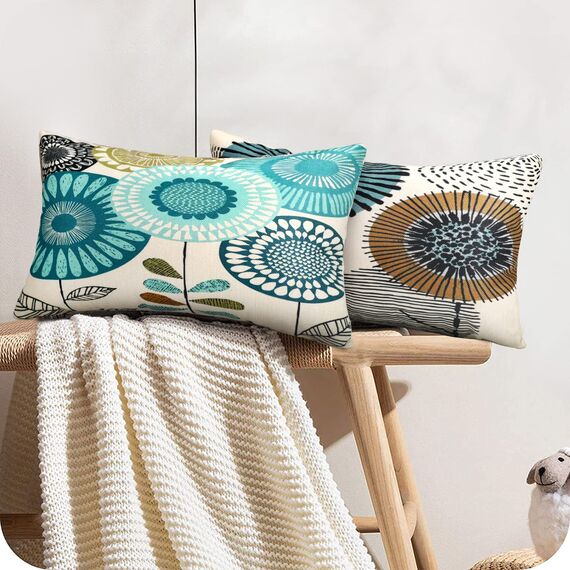 Kissenbezüge 30x50 Blau Kissenbezug Sonnenblumen Kissenbezüge 30x50 Zierkissenbezüge 4er-set Frühling Sommer Kissenhülle Leinen Kissenhüllen Passend Für Wohnzimmer Garten Sofa Kissen Dekoration