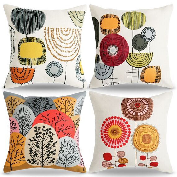 Kissenbezug 45x45 Dekorative Kissenhülle 4er Set Dekokissen Rot Sonnenblume Muster Kissenbezüg Outdoor Kopfkissenbezug Leinen Zierkissenbezüge Herbst Kissenbezüge Zum Zuhause Wohnzimmer Couch Deko