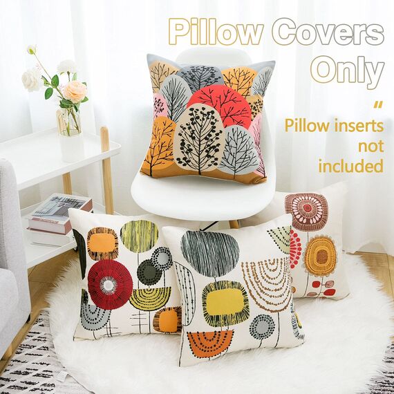 Kissenbezug 45x45 Dekorative Kissenhülle 4er Set Dekokissen Rot Sonnenblume Muster Kissenbezüg Outdoor Kopfkissenbezug Leinen Zierkissenbezüge Herbst Kissenbezüge Zum Zuhause Wohnzimmer Couch Deko