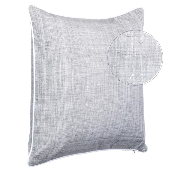 Brandsseller Outdoor Kissen 45x45 cm – Wetterfeste Zierkissen mit Paspel in Leinenoptik – Wasserabweisende Gartenkissen & Dekokissen für draußen – Sofakissen für Balkon & Terrasse - Hellgrau