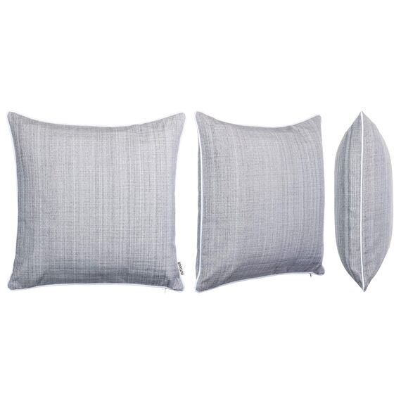 Brandsseller 2er Set Outdoor Kissen 45x45 cm – Wetterfeste Zierkissen mit Paspel in Leinenoptik – Wasserabweisende Gartenkissen & Dekokissen für draußen – Sofakissen für Balkon & Terrasse - Hellgrau