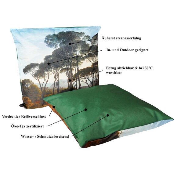 JACK Outdoor Lounge Kissen 45x45cm Motiv Dekokissen inkl. Füllung Wasserfest Sitzkissen Garten Stuhl, Farbe:Sonnenwald