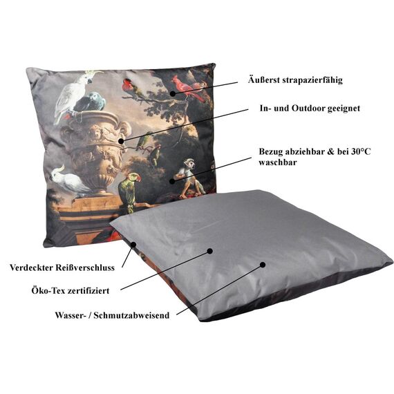 JACK Outdoor Lounge Kissen 45x45cm Motiv Dekokissen inkl. Füllung Wasserfest Sitzkissen Garten Stuhl, Farbe:Menagerie