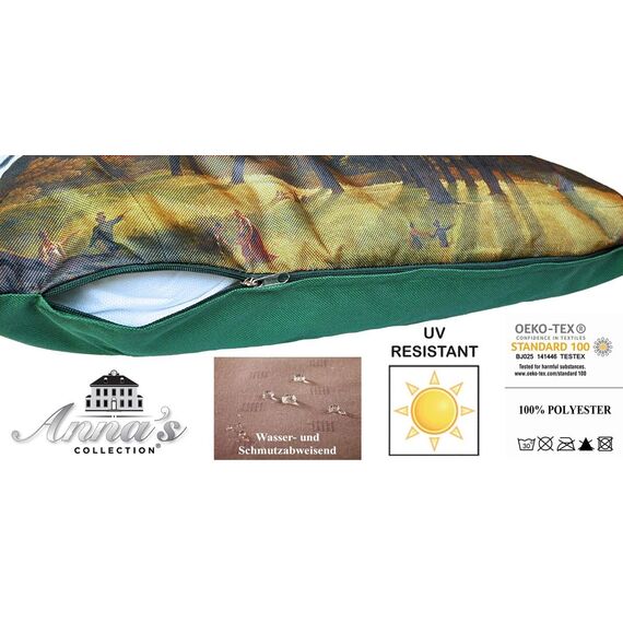 JACK Outdoor Lounge Kissen 45x45cm Motiv Dekokissen inkl. Füllung Wasserfest Sitzkissen Garten Stuhl, Farbe:Sonnenwald