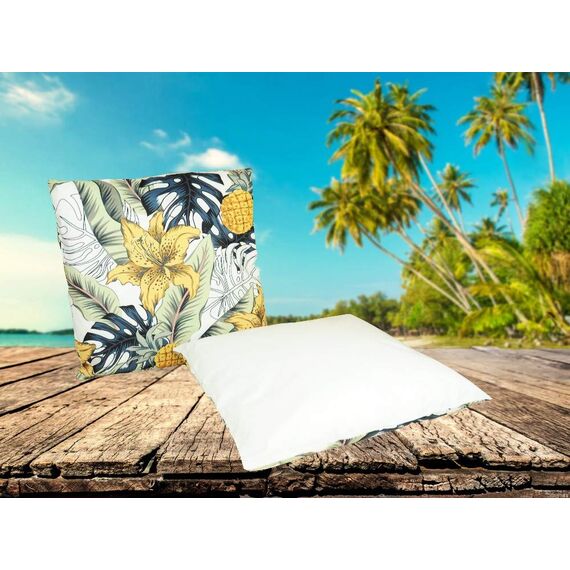 JACK Outdoor Lounge Kissen 45x45cm Motiv Dekokissen inkl. Füllung Wasserfest Sitzkissen Garten Stuhl, Farbe:Blütentraum Gold