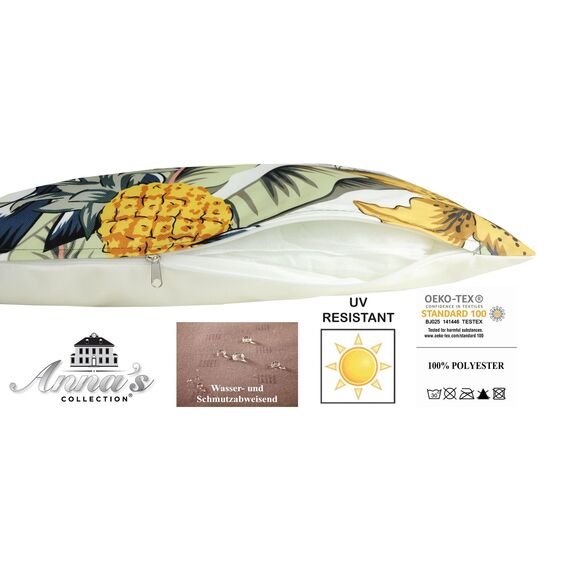 JACK Outdoor Lounge Kissen 45x45cm Motiv Dekokissen inkl. Füllung Wasserfest Sitzkissen Garten Stuhl, Farbe:Blütentraum Gold