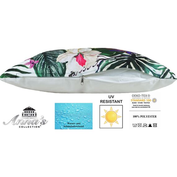 JACK Outdoor Lounge Kissen 45x45cm Motiv Dekokissen inkl. Füllung Wasserfest Sitzkissen Garten Stuhl, Farbe:Regenwald