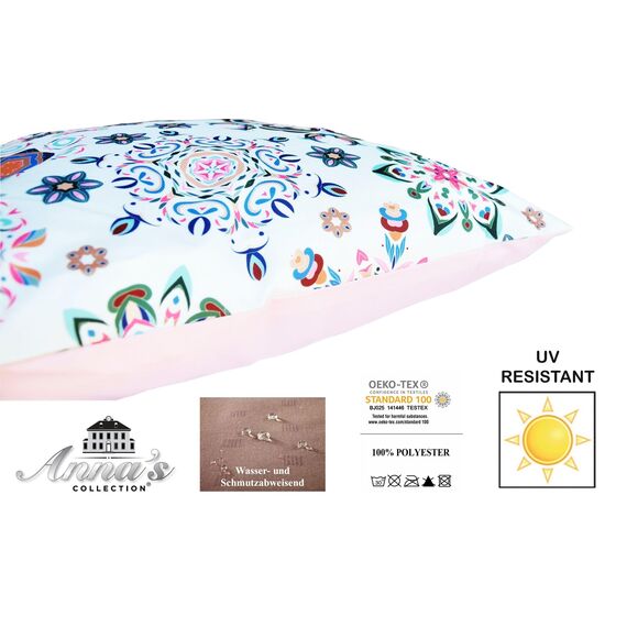 JACK Outdoor Lounge Kissen 45x45cm Motiv Dekokissen inkl. Füllung Wasserfest Sitzkissen Garten Stuhl, Farbe:Mandala Rosa