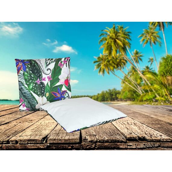 JACK Outdoor Lounge Kissen 45x45cm Motiv Dekokissen inkl. Füllung Wasserfest Sitzkissen Garten Stuhl, Farbe:Regenwald