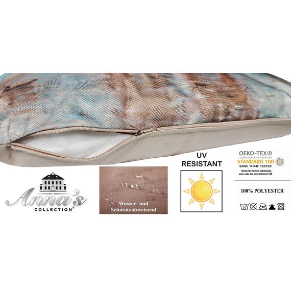 JACK Outdoor Lounge Kissen 45x45cm Motiv Dekokissen inkl. Füllung Wasserfest Sitzkissen Garten Stuhl, Farbe:Küstenleben