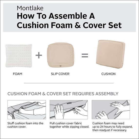 CLASSIC ACCESSORIES, wasserabweisendes Lounge-Rückenkissen Montlake für den Außenbereich, 48 × 51 × 10 cm, Farbe Antik-Beige, Outdoor-Sitzkissen für Zweisitzer