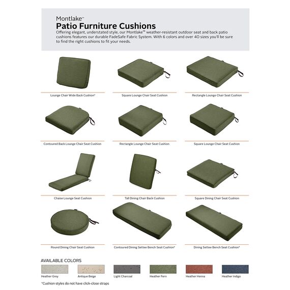 CLASSIC ACCESSORIES Montlake Wasserabweisendes Rückenkissen für Terrasse, Lounge, Farngrün, Outdoor, Loveseat Kissen, 48,3 x 50,8 x 10,2 cm