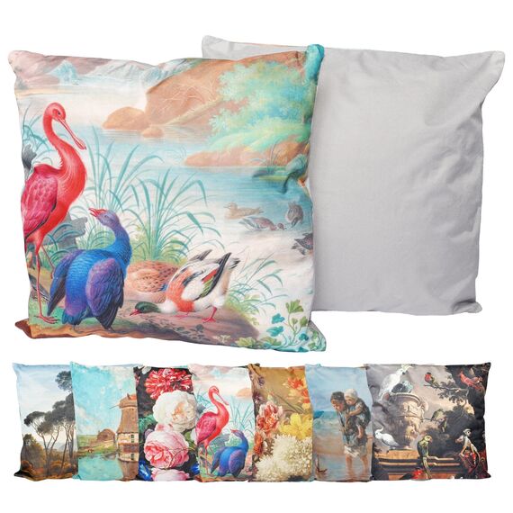 JACK Outdoor Lounge Kissen 45x45cm Motiv Dekokissen inkl. Füllung Wasserfest Sitzkissen Garten Stuhl, Farbe:Vogelparadies