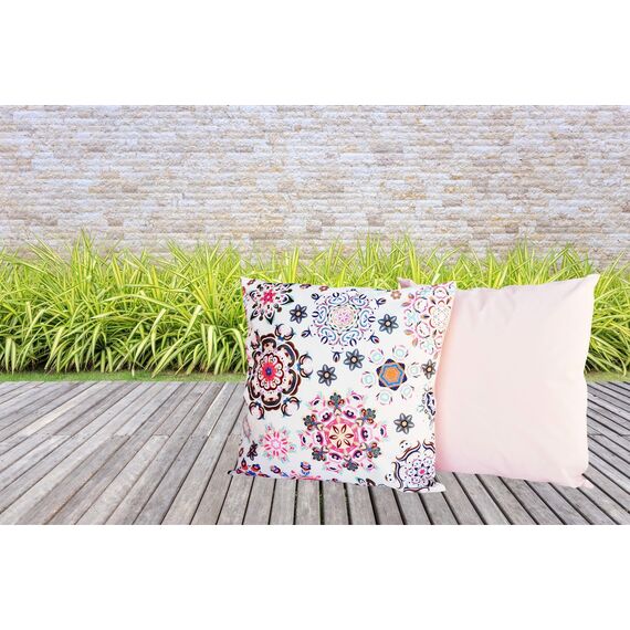 JACK Outdoor Lounge Kissen 45x45cm Motiv Dekokissen inkl. Füllung Wasserfest Sitzkissen Garten Stuhl, Farbe:Mandala Rosa