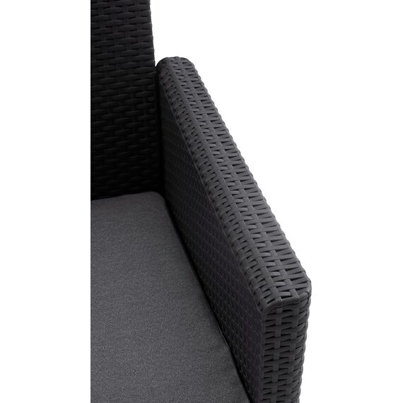 Keter Nora - Ecksofa für Garten oder Terrasse, 5-Sitzer, mit Kissen und Beistelltisch mit 35 l Stauraum, Farbe Graphit