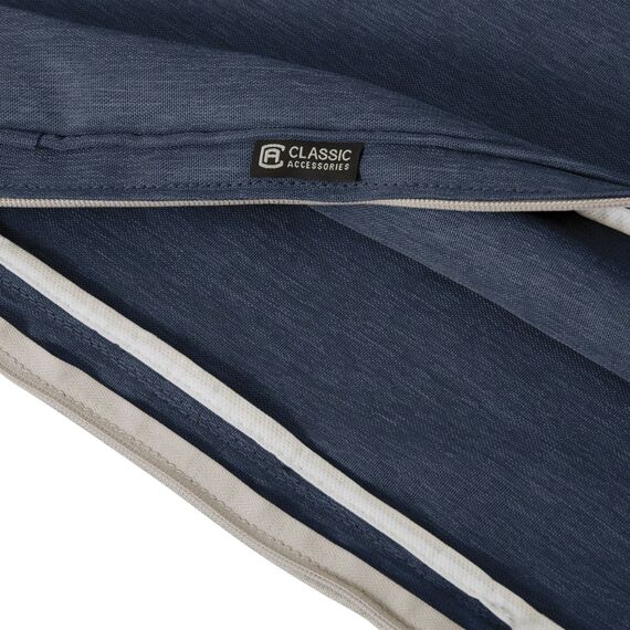 CLASSIC ACCESSORIES, wasserabweisendes Lounge-Rückenkissen Montlake für den Außenbereich, 53 × 51 × 10 cm, Farbe meliertes Indigoblau, Outdoor-Sitzkissen für Zweisitzer