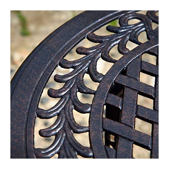 Lazy Susan, Ivy-Bistro-Tisch aus Aluguss mit 2 Stühlen | Garten-Set | Antik-Bronze | Aluminium | 3 Jahre Garantie | (2 x Emma Stühlen)