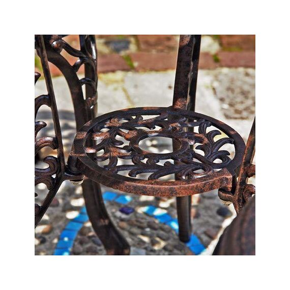 Lazy Susan, Ivy-Bistro-Tisch aus Aluguss mit 2 Stühlen | Garten-Set | Antik-Bronze | Aluminium | 3 Jahre Garantie | (2 x Emma Stühlen)