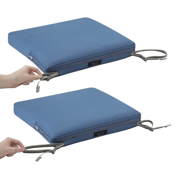 CLASSIC ACCESSORIES Ravenna Wasserabweisendes Terrassensitzkissen, Empire Blue, Stuhlkissen, 43,2 x 38,1 x 5,1 cm