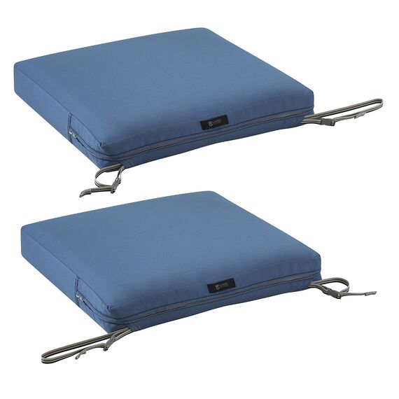 CLASSIC ACCESSORIES Ravenna Wasserabweisendes Terrassensitzkissen, Empire Blue, Stuhlkissen, 48,3 x 48,3 x 7,6 cm