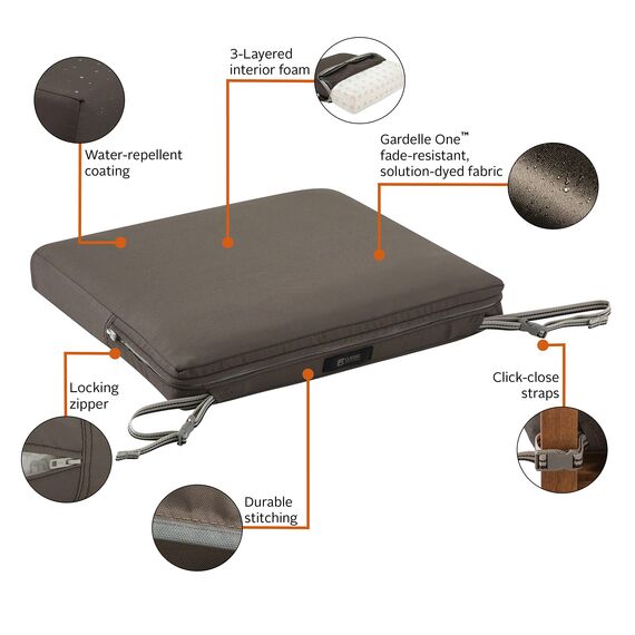 CLASSIC ACCESSORIES Ravenna Sitzkissen, 43,2 cm B x 38,1 cm T x 5,1 cm dick, Dunkeltaupe