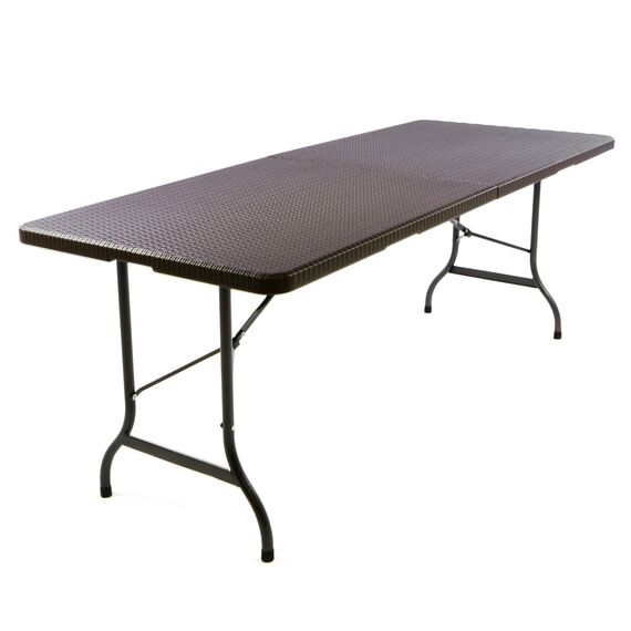 Nexos Gartengarnitur 1 Partytisch 2 Bänke klappbar Rattan-Optik Bierzeltgarnitur braun Set Festzelt Campingset Klapptisch robust Wetterfest